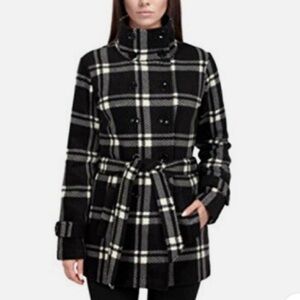 Ike Behar Women’s Plaid Double Breasted Fleece Jacket